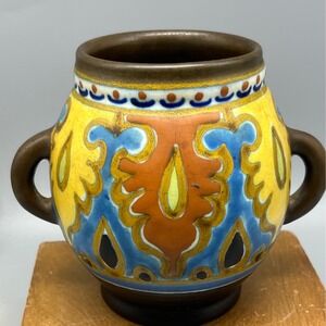 Vintage Gouda pottery vase 1925 hand-painted Art‎ Nouveau Art Deco Emma